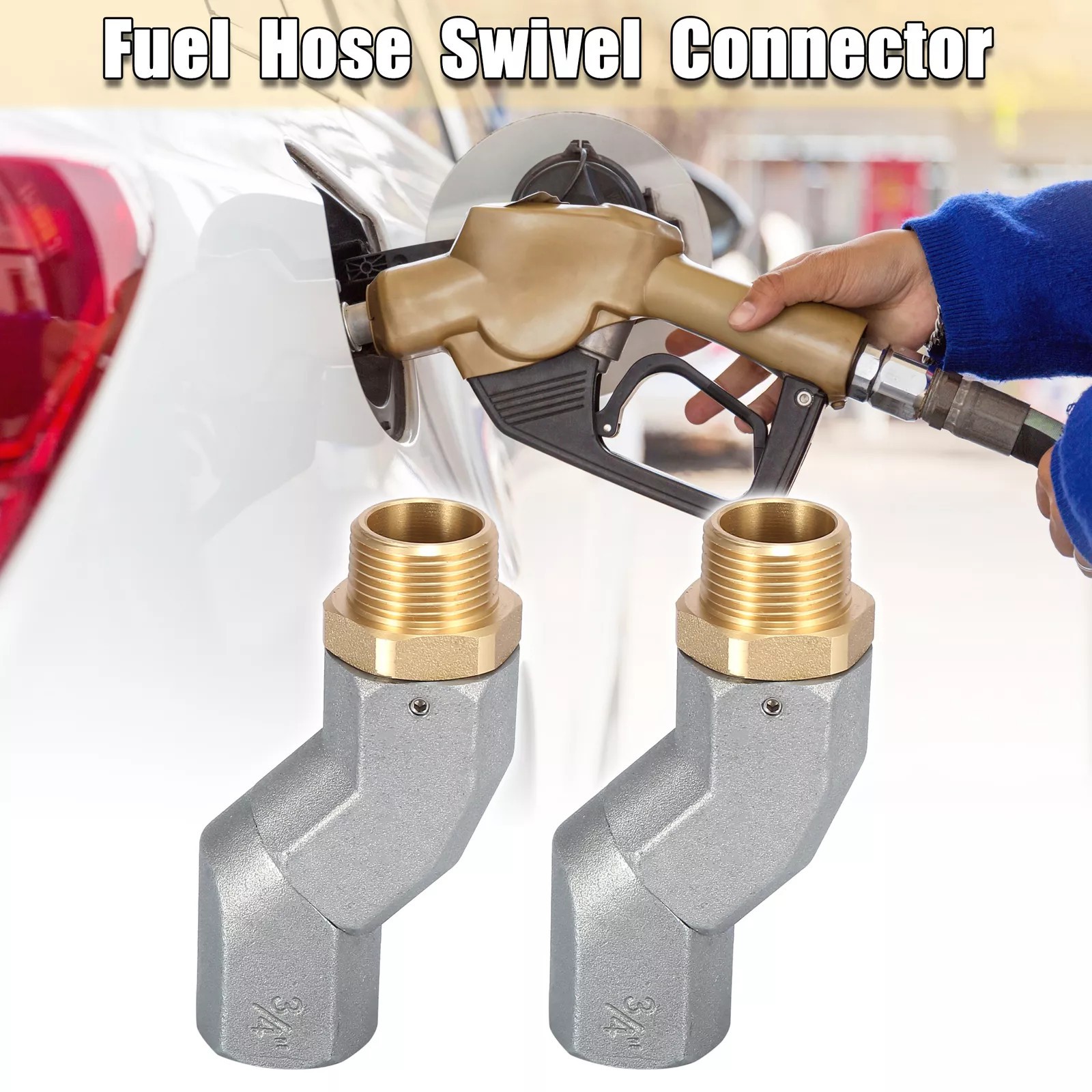 2pcs Car Fuel Swivel 3/4 Inch NPT Fuel Transfer Hose Swivel 360 Rotate Connector