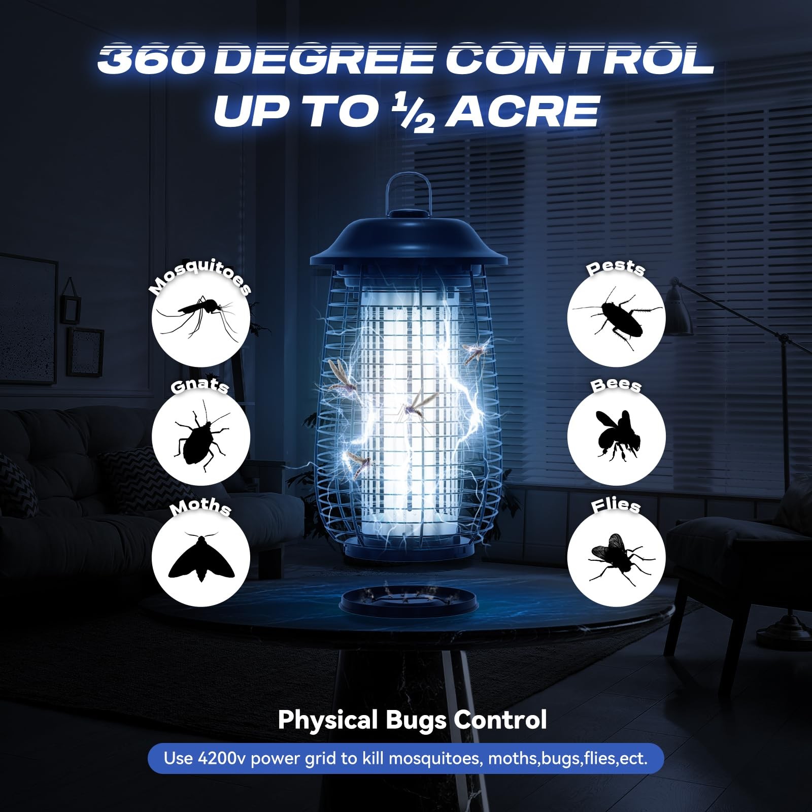 Ilcpp Bug Zapper Indoor Outdoor 4200V Electric Mosquito Zapper 10 Years