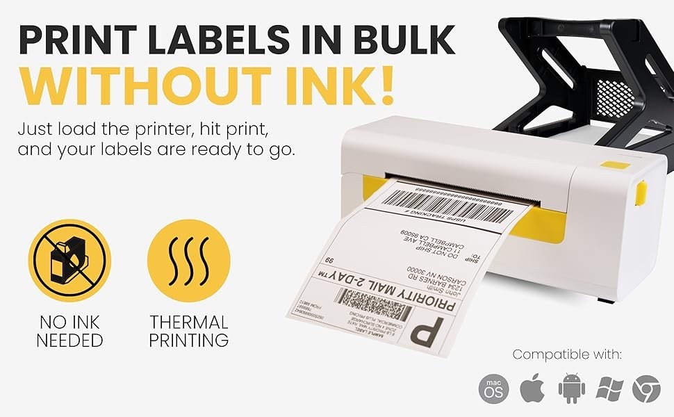Thermal Bluetooth Shipping Label Printer 4×6 – Mac Windows Android iOS (Open Box