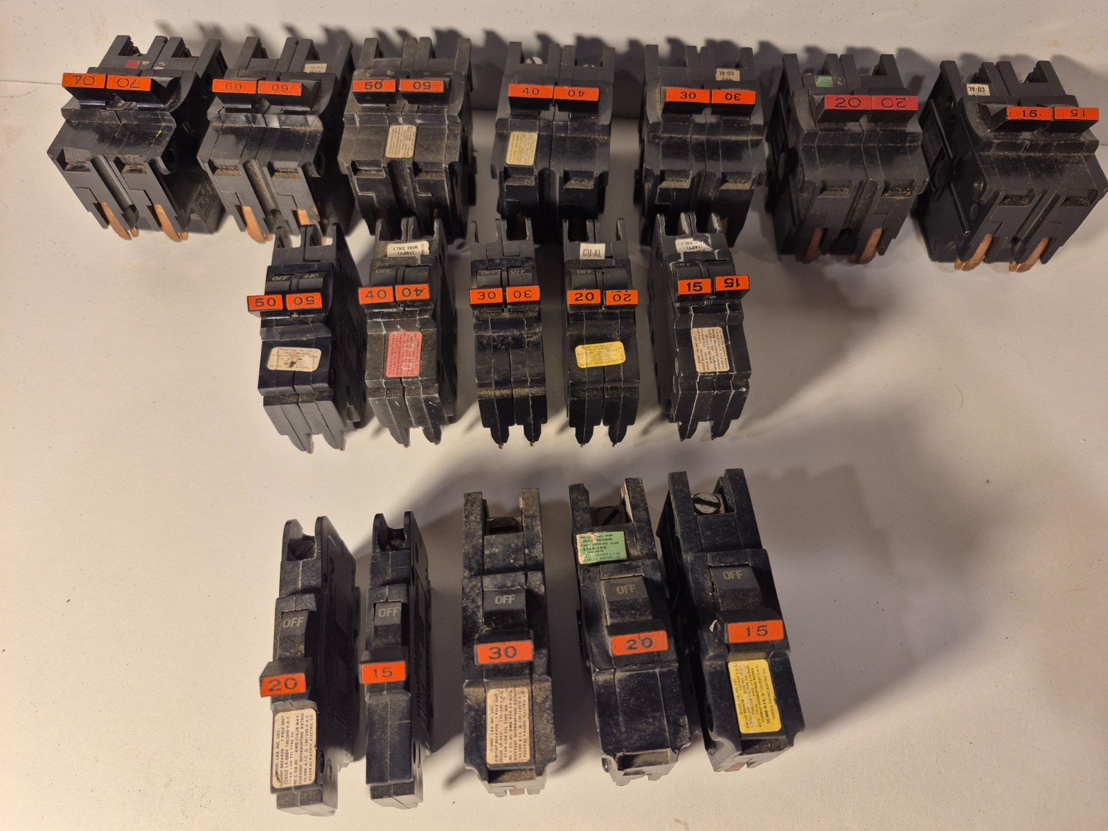 Federal Pacific FPE Breakers Multiple Amps Select From Menu