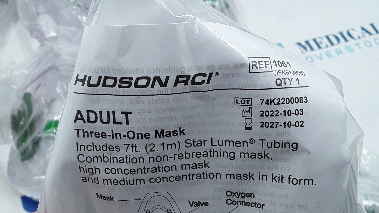 Teleflex Hudson RCI Three in One Mask Star Lumen Tube 7ft REF 1061 Lot of 9