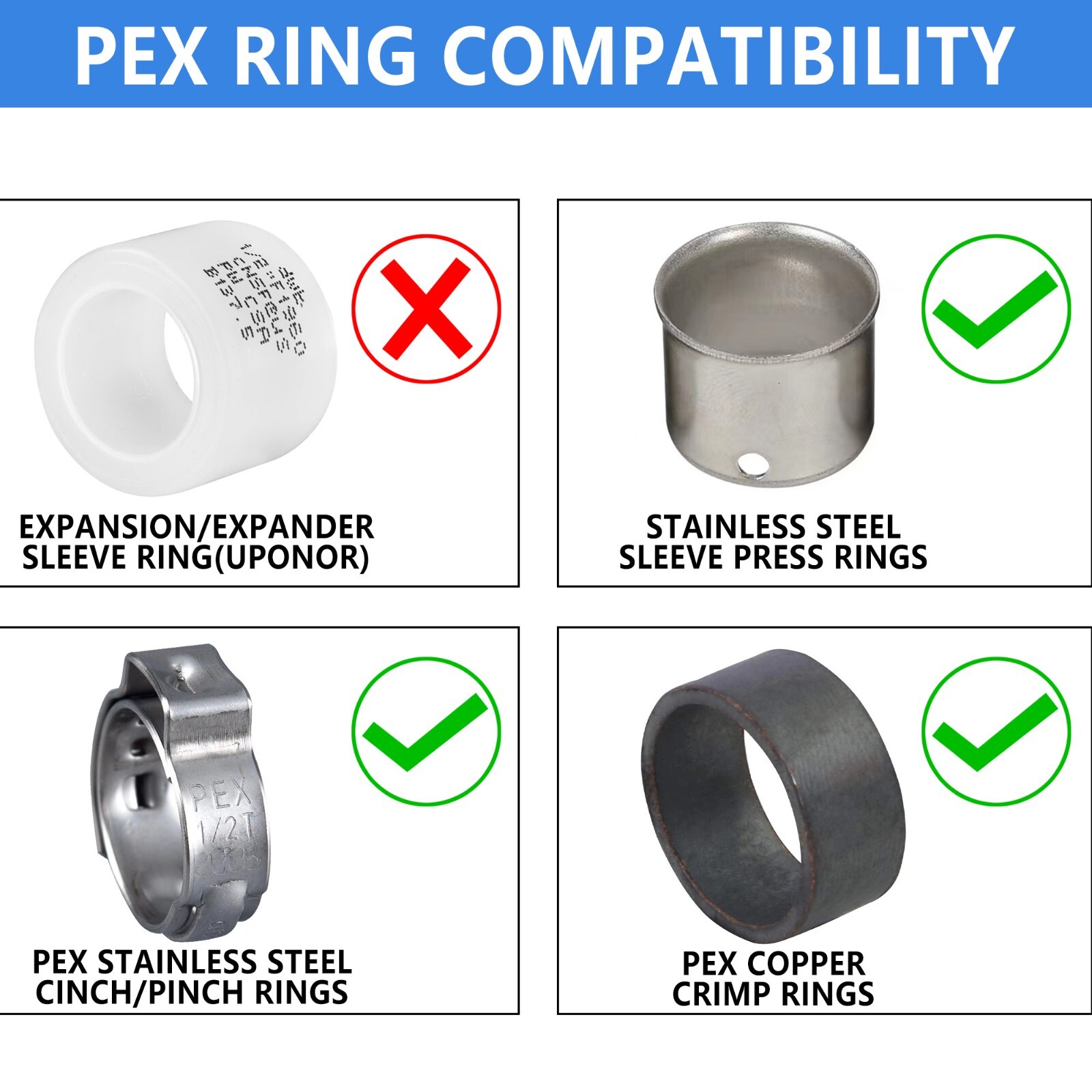 10 PCS EFIELD 1/2″ Press X 1/2″ PEX Crimp Coupling Copper Fittings, Lead Free