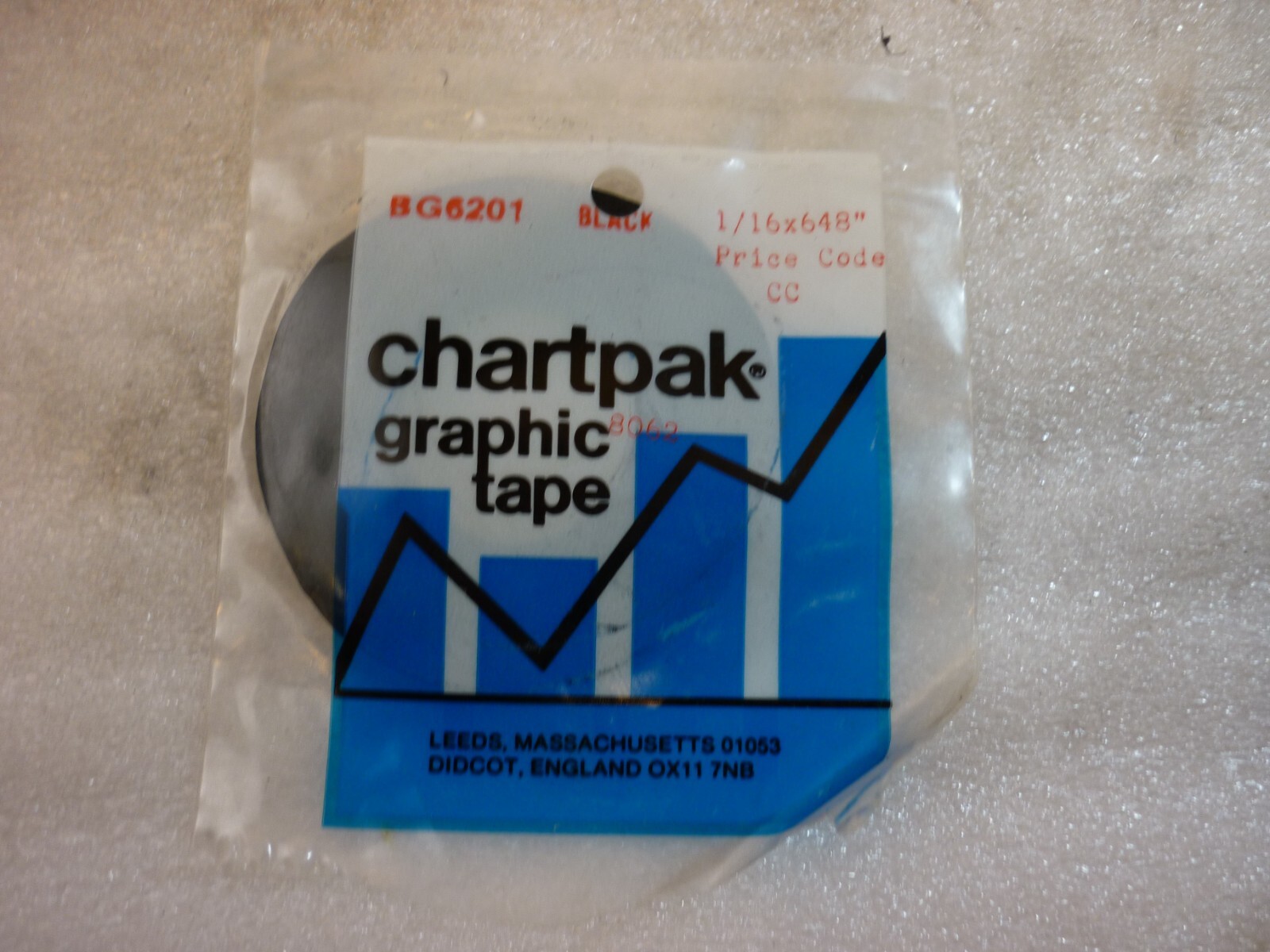 Chartpak Black Graphic Tape 1/16″ x 648″, pn BG6201
