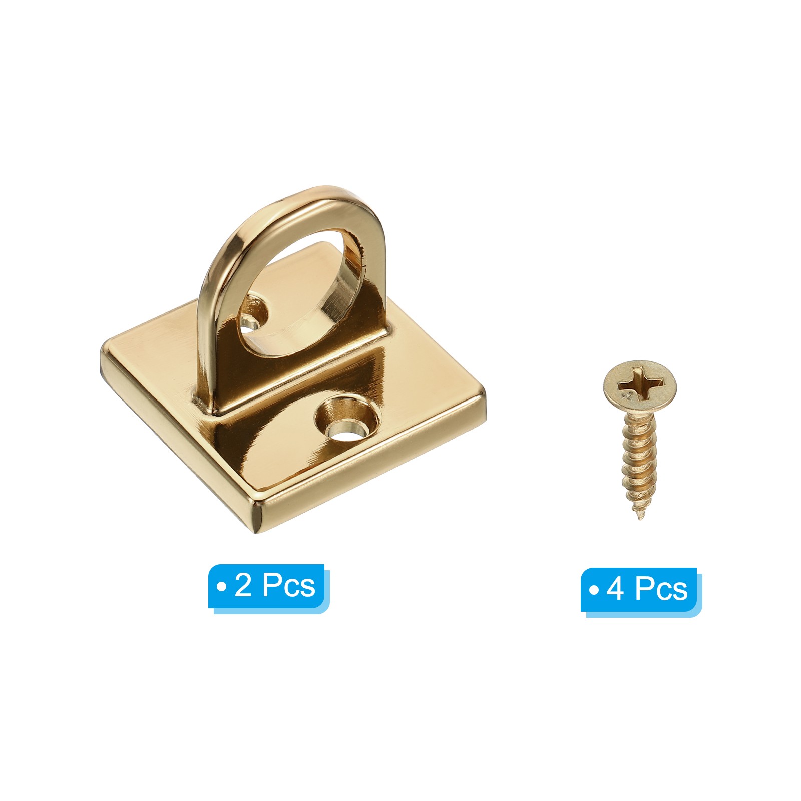 Pad Eye Plate U Hooks Ceiling Hook Wall Mount Loop for Hanging Ropes Golden 2PCS