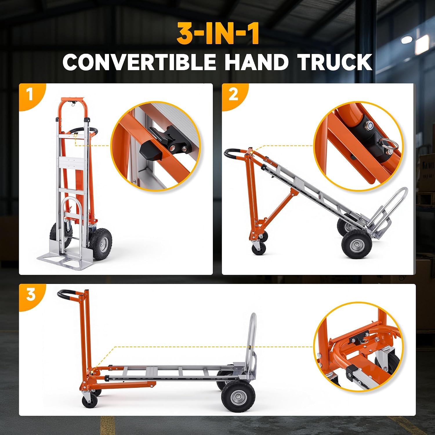 CREWORKS 3-in-1 Convertible Hand Truck, Alu Alloy Folding Hand Truck Dolly, Used
