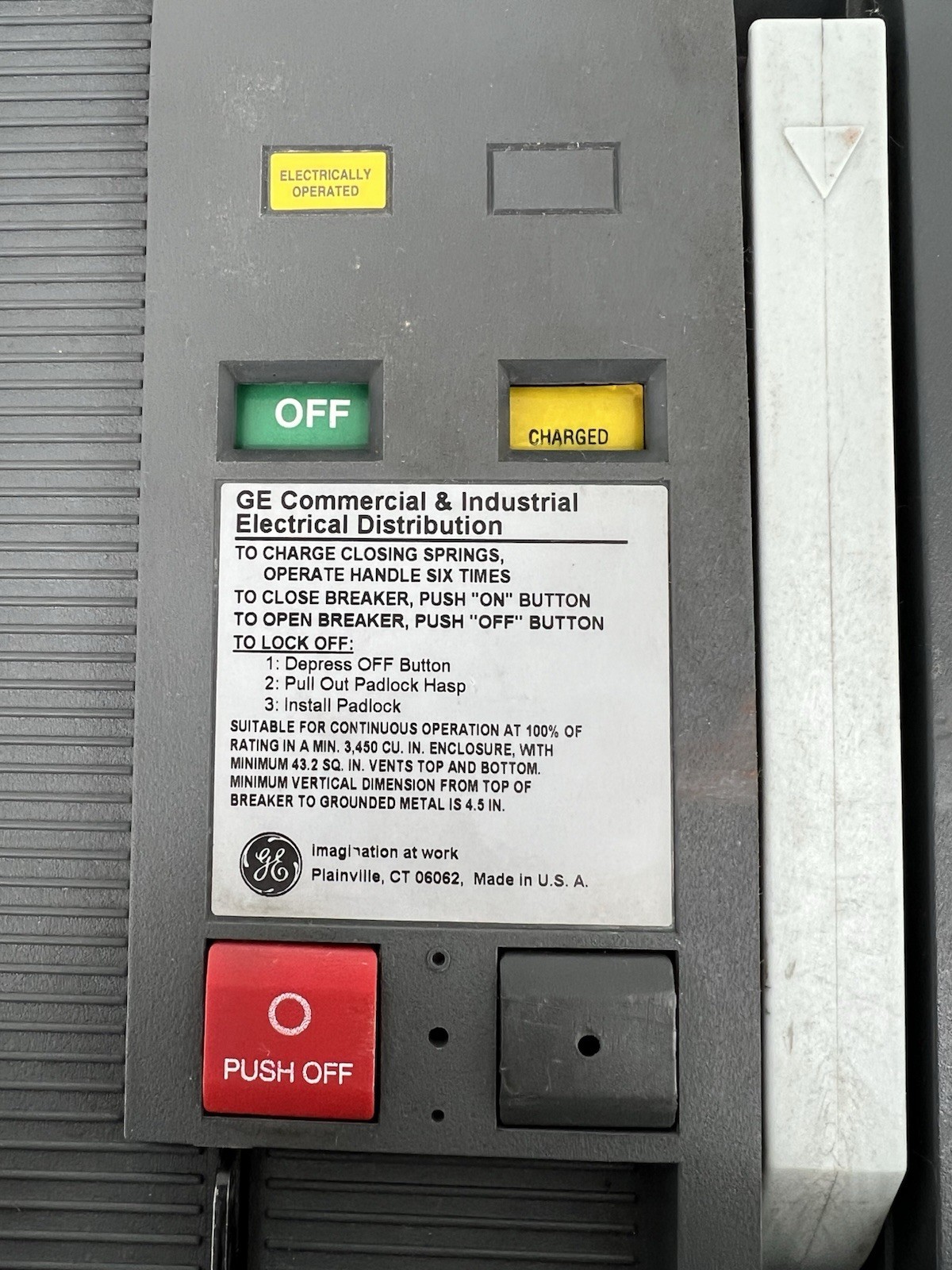 GE SHF20D220 Hi-Break Circuit Breaker, 2000A, 600V, 3P, 3Ø w/ SPUV120AC