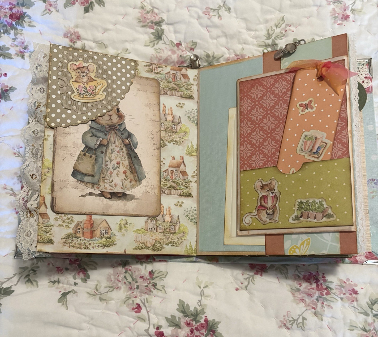 Handmade Keepsake Journal 14 double sided pages, “Whimsical Animals”