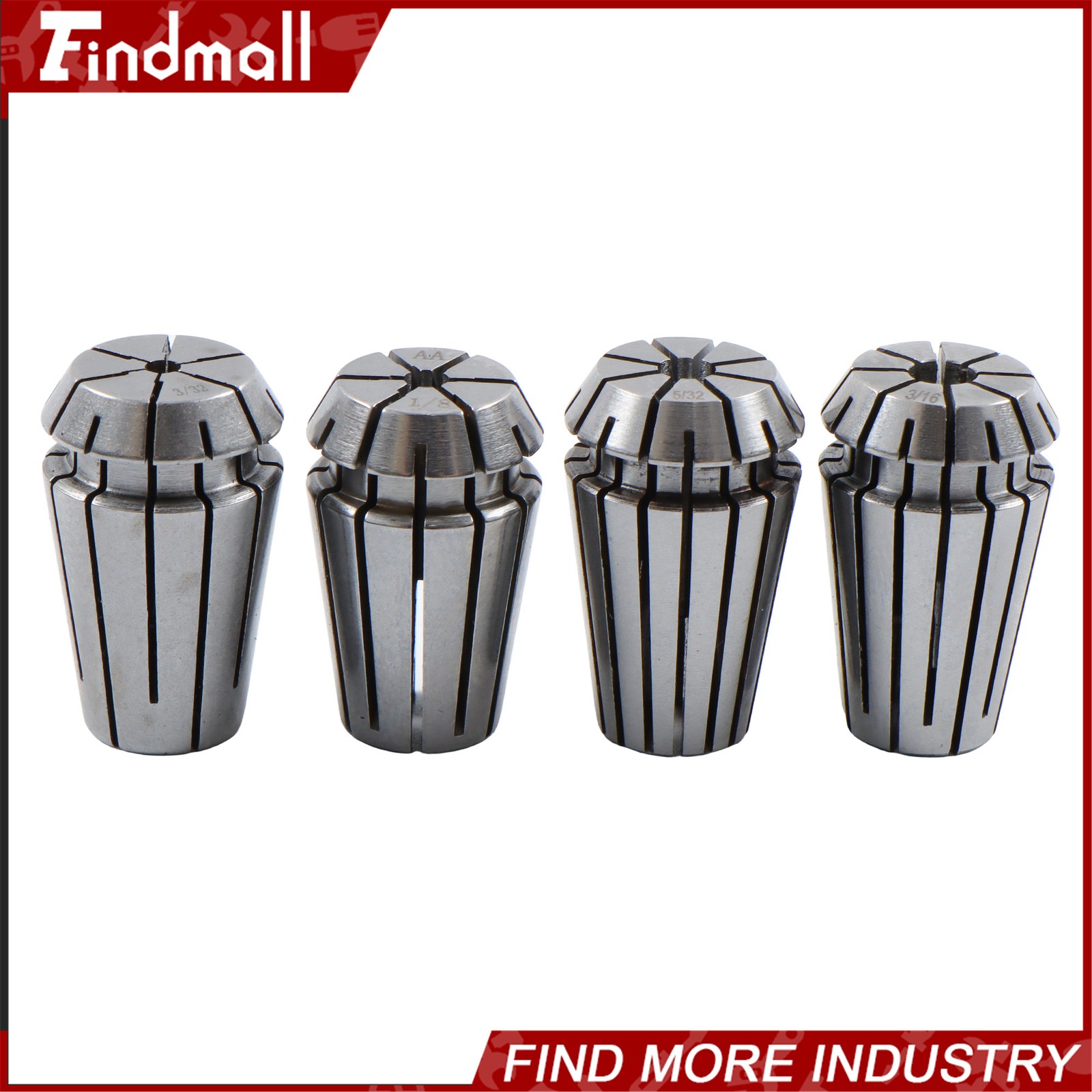 Findmall ER16 Collet Set 10 Pack Precision 3/32 to 3/8 Inch by 32nds 0.0002 TIR