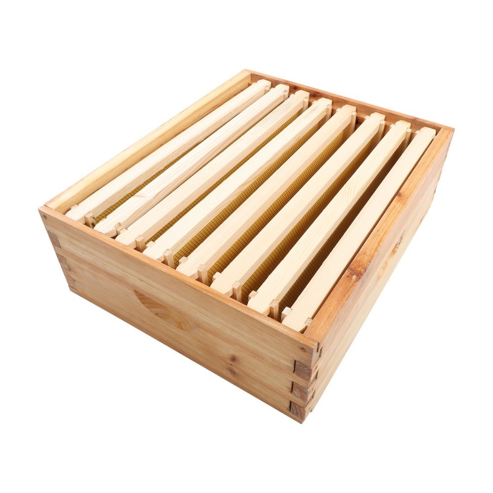 4 Layer 8 Frame Bee Hive Beeswax Coated Includes Beehive Frames and Foundations
