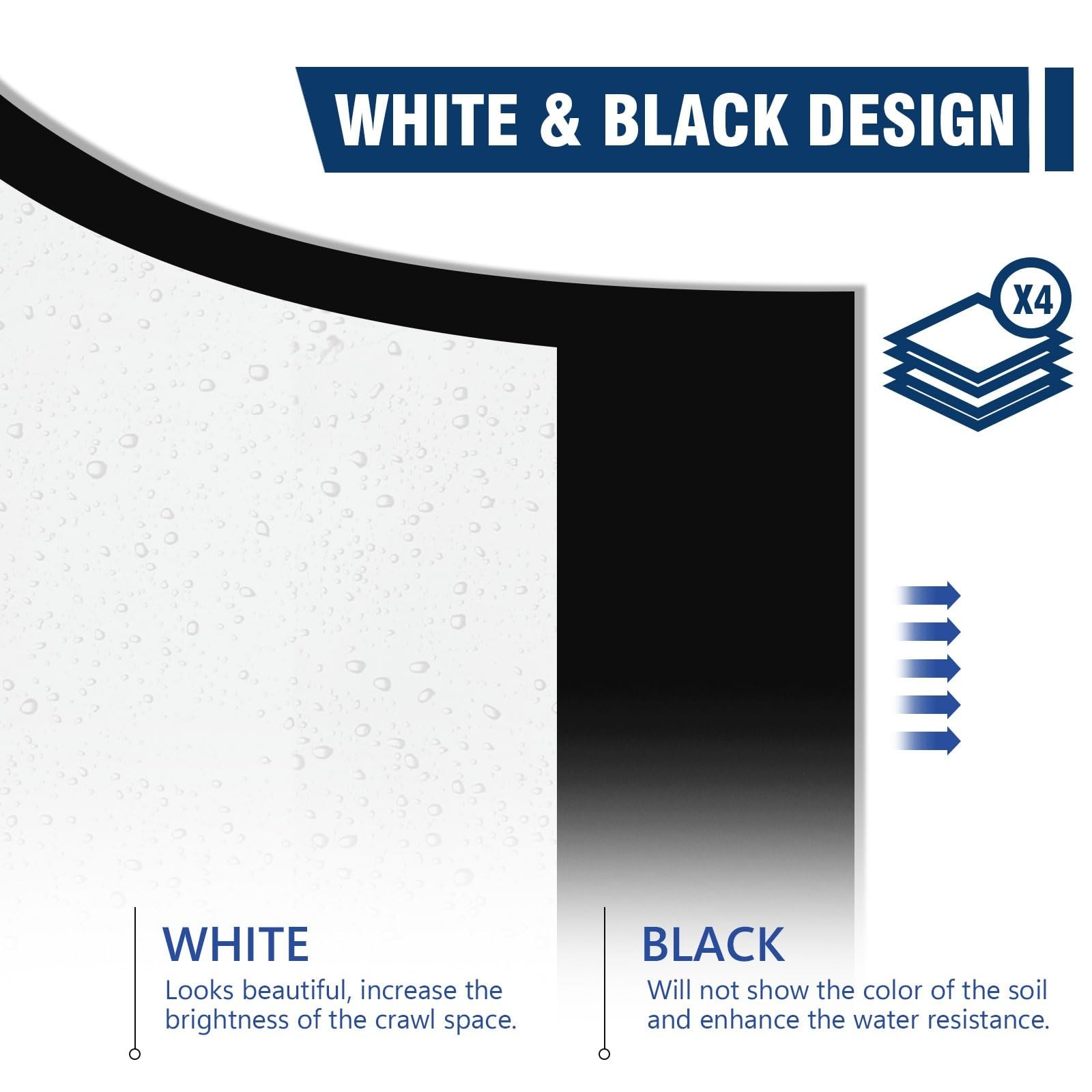 Spirecover Crawl Space Vapor Barrier 12 Mil 10×30′ Black/White Panda Film
