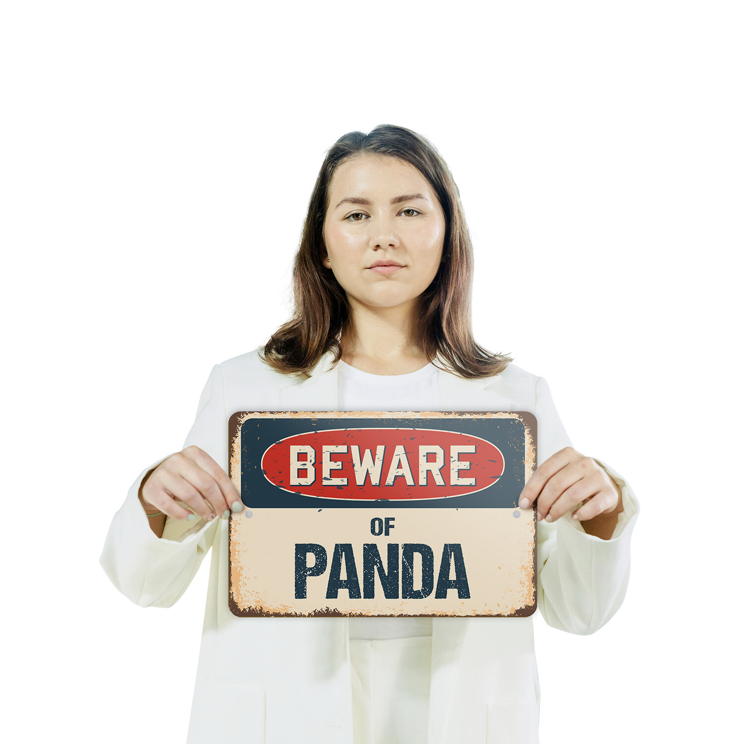 Panda (3 Pack) Plastic Street Sign Crossing Warning Vintage Rustic Beware