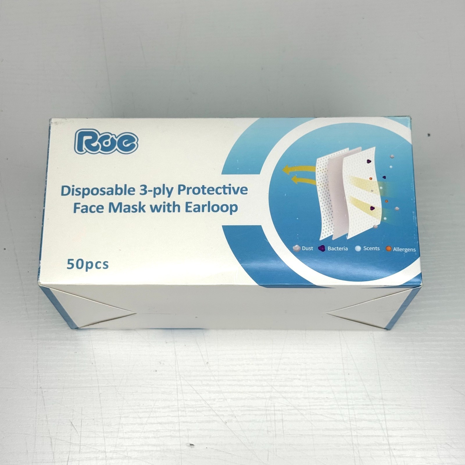 NEW 50 PCS Disposable 3-Ply Protective Earloop Face Mask Non Medical Adult Size