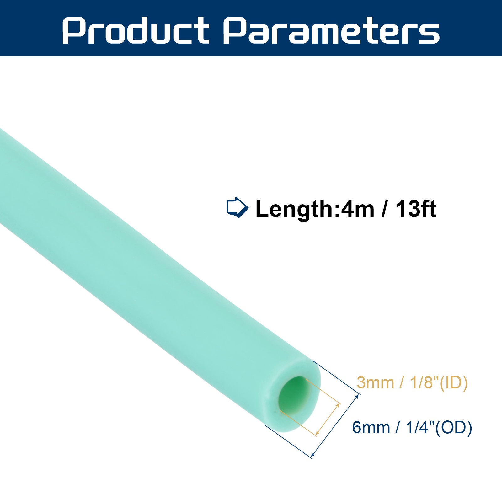 13 Ft(4M) Latex Rubber Tubing, 1/8″(3mm)ID 1/4″(6mm)OD, Powder Blue