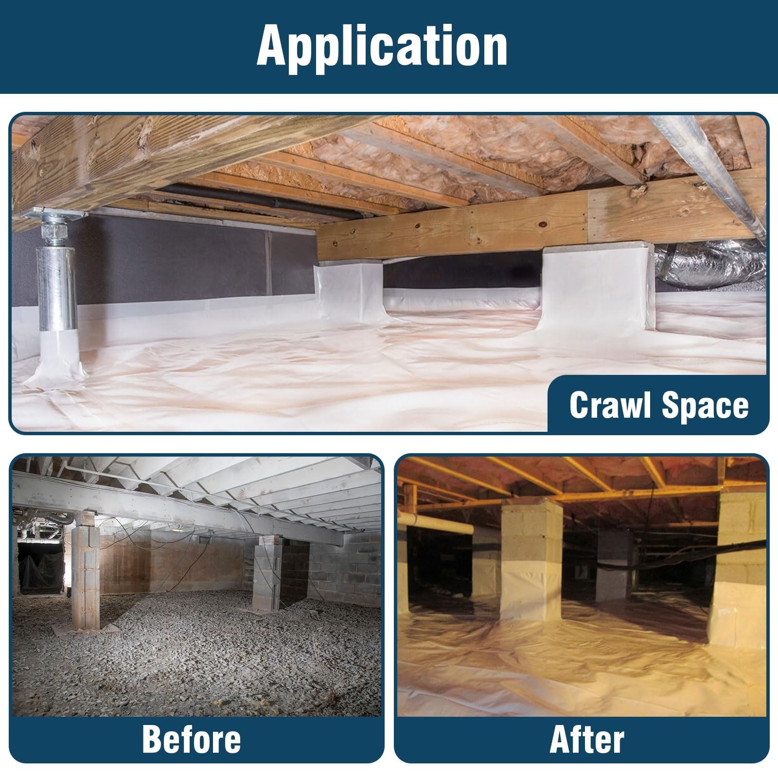 Spirecover Crawl Space Vapor Barrier 12 Mil 10×30′ Black/White Panda Film