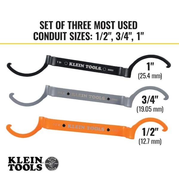 Klein Tools 3 Piece Conduit Lockout Wrench Set Tighten and Loosen Locknuts