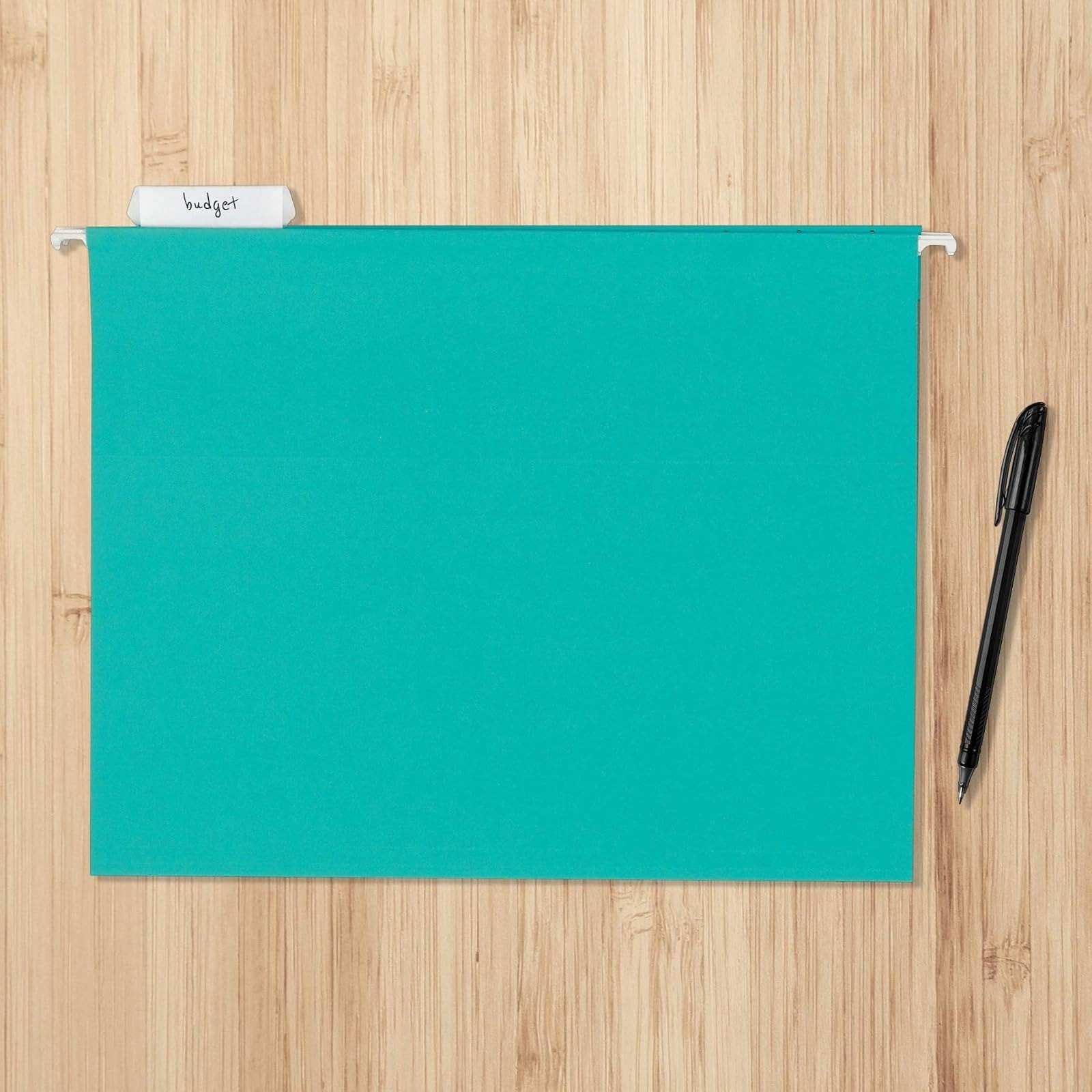 Amazon Basics Hanging File Folders Letter Size Aqua 25-Pack