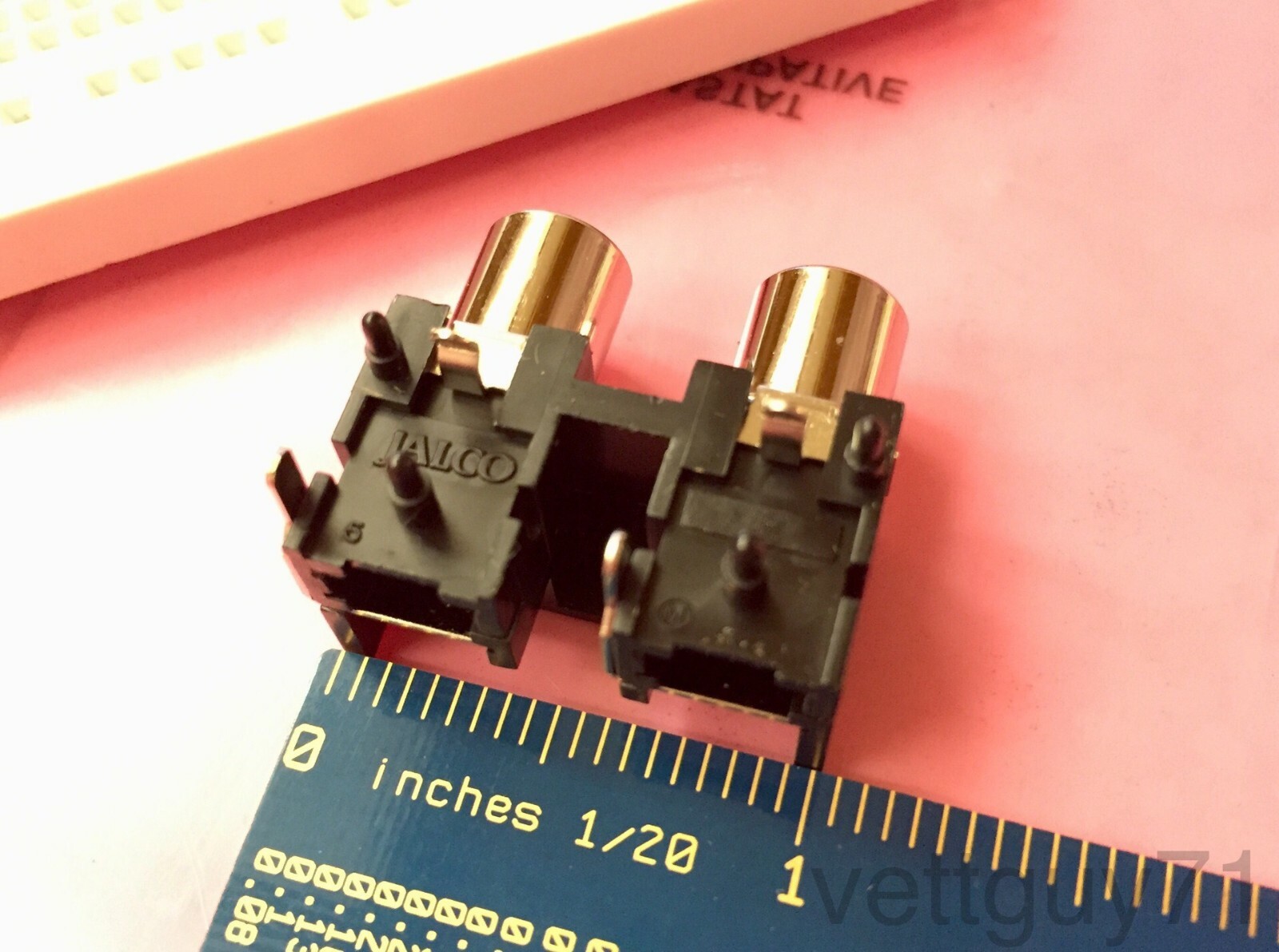 2pcs Jalco Dual RCA Phono Jack Assembly, PCB Mount, PC, Black, Twin, Right-angle