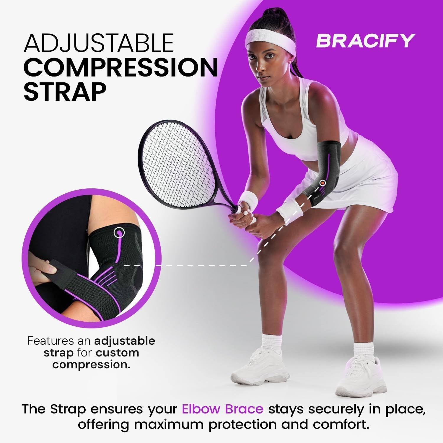 Tennis Elbow Brace for Women & Men, Fitness and Everyday Use (Large)