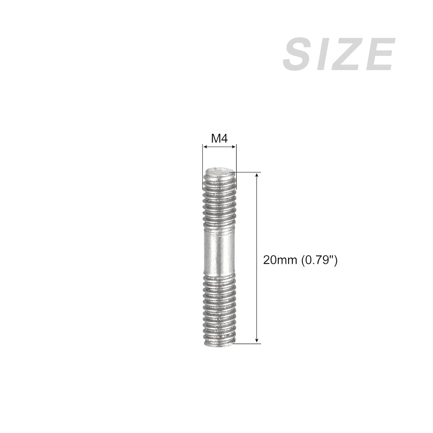 METALLIXITY Double Ended Stud Screws (M4 Thread 20mm Length) 5pcs, 304 Stainless