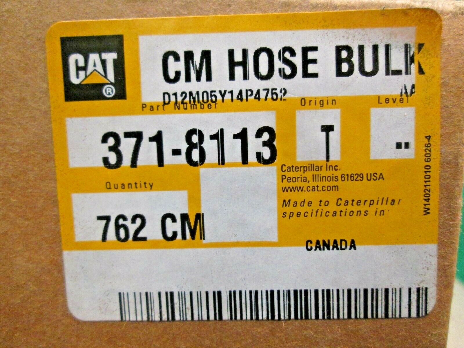 Caterpillar 371-8113 CM Hose Bulk 762 CM 25 FT 11/4×25 Ft 20617407 1E0642