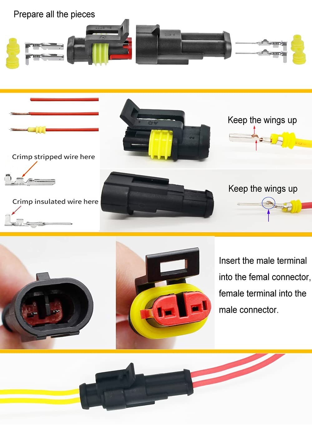 pcs 1/2/3/4 Pin Automotive Electrical Waterproof s | 1/2/3/4 Wire Male and Fe…