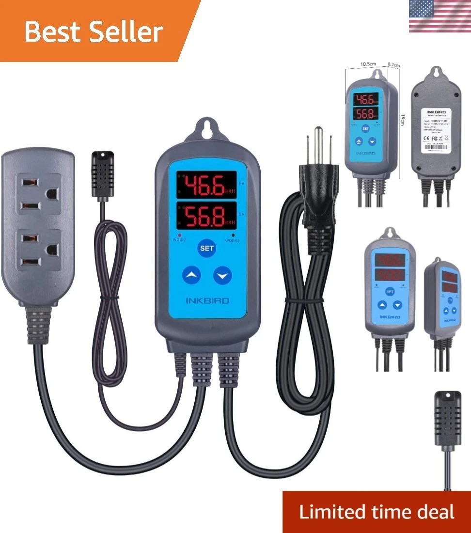 Pre-Wired Humidity Controller with Probe – Perfect for Greenhouses and Reptiles