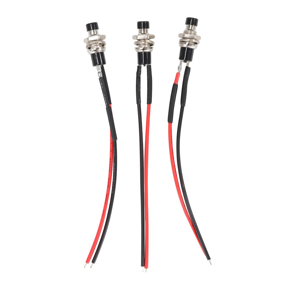 Mini 12V Push Button Switch Momentary ON OFF N/O SPST Pre-Wired 3 Pack Set