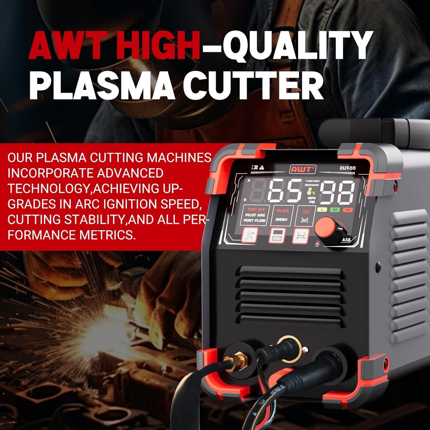 AWT 65A Plasma Cutter Non-Touch Pilot ARC HF Air Plasma Cutting Machine