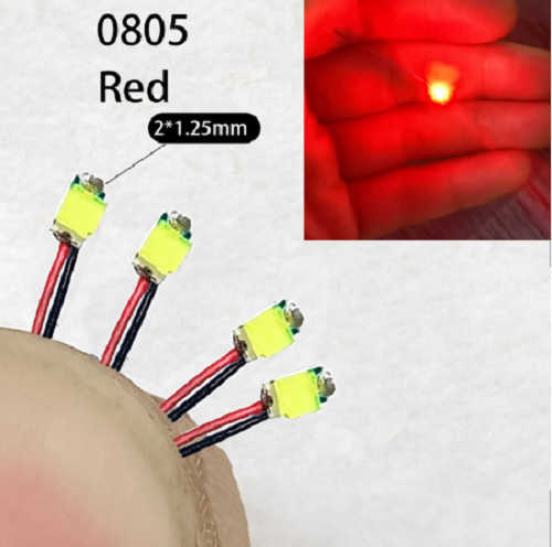 0805 Red Yellow Blue Green White Orange Warm SMD Led Pre-wired For Model 30CM 3V