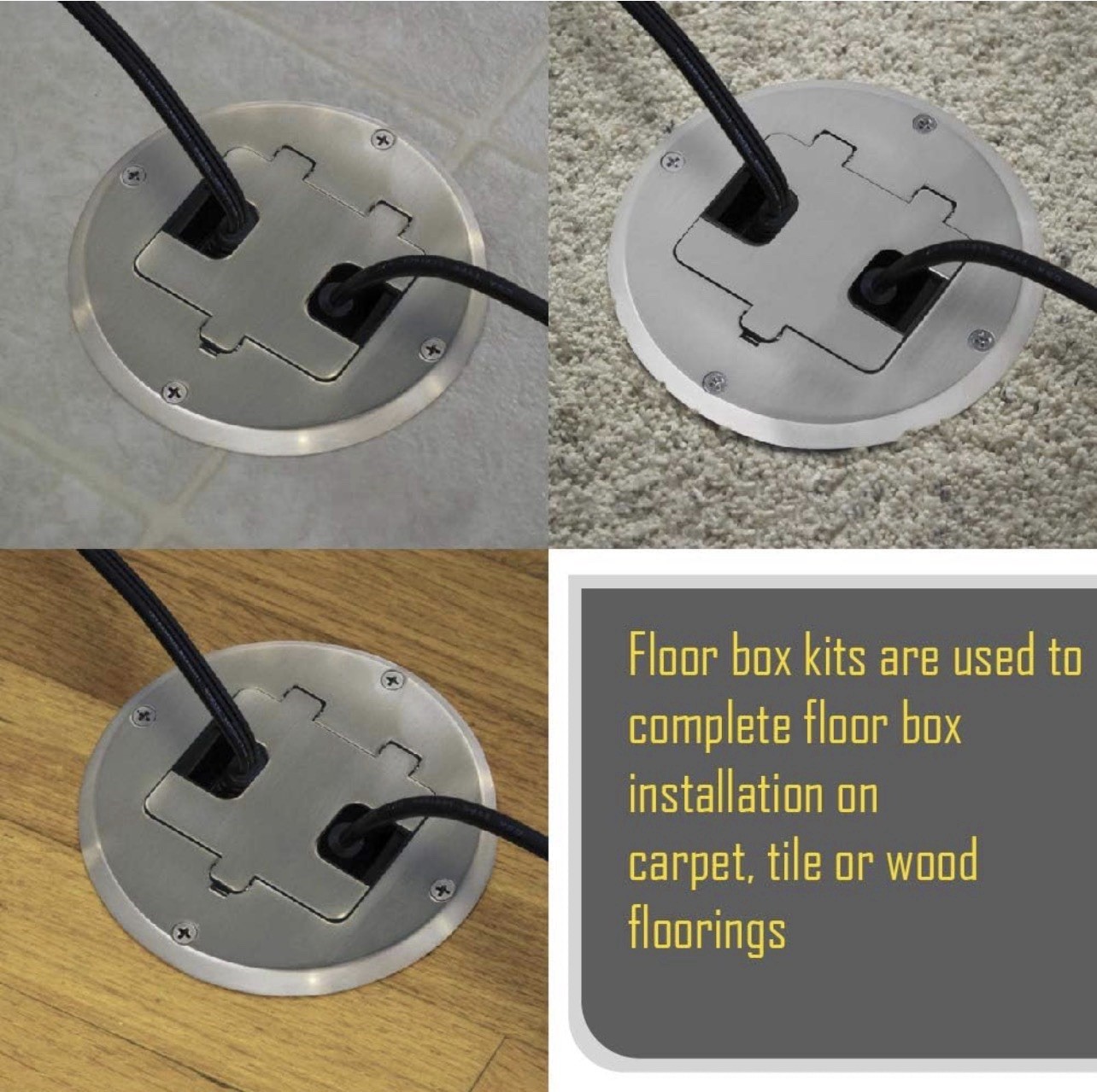 ✨Raco 6239NI Single Gang Floor Box Recessed Duplex 15A TR Device Satin Nickel