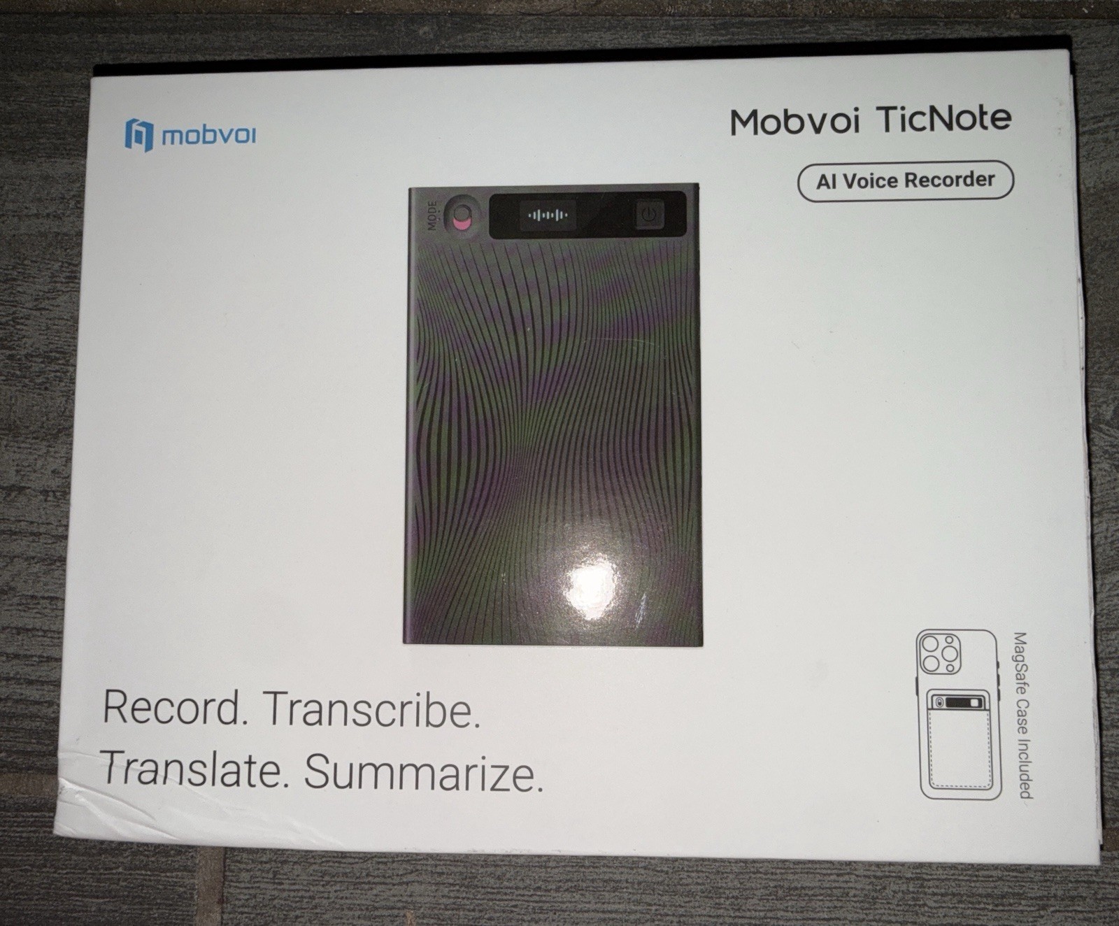 Mobvoi TicNote AI Voice Recorder 64GB AI Transcription Translation MagSafe