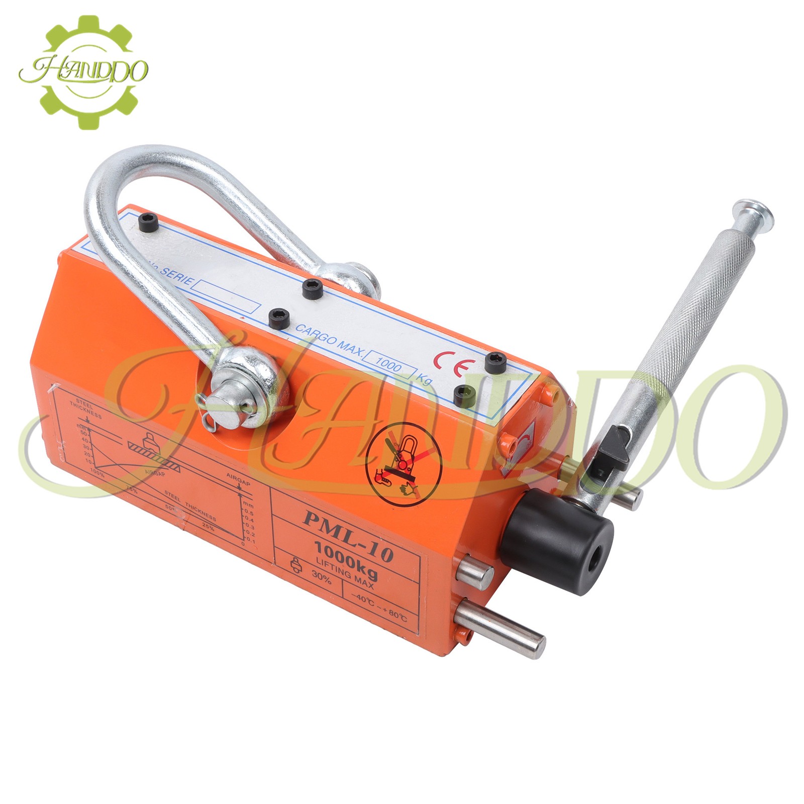 Permanent Magnetic Lifter Lifting Magnet 2200 lbs/1000 kg 2 Safety Factor Orange