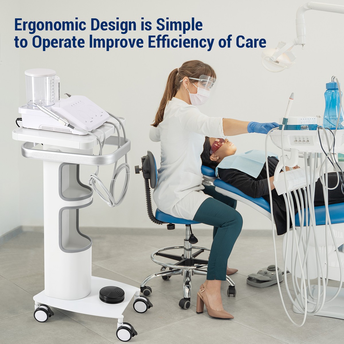 Dental Multi-Function Cart Trolley Mobile Workstation with Plug Outlet & Storage
