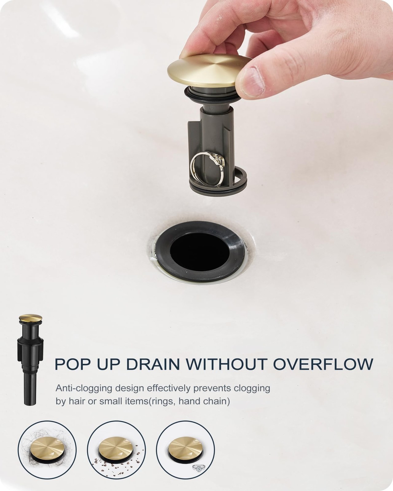 HOIGY HY-BF-16H-NG1 Gold Vessel Sink Faucet One Hole 1 Handle Arched Spout