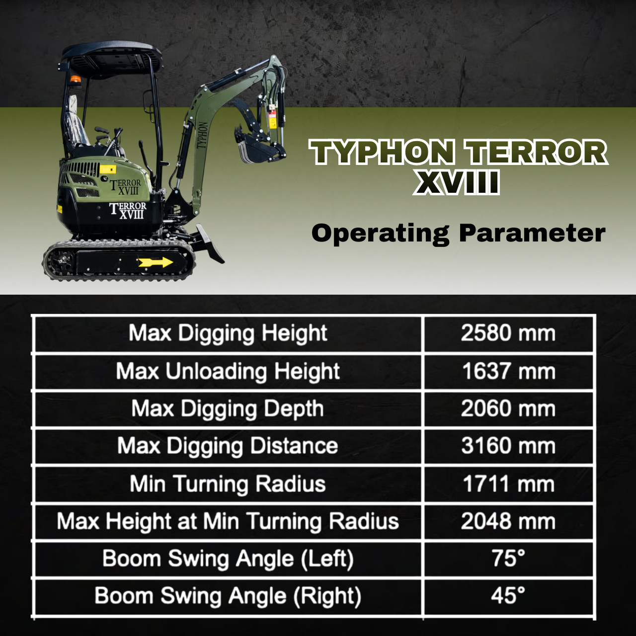 Free Ship TYPHON TERROR XVIII 4000lb Mini Excavator Kubota D902 w 13 Attachment