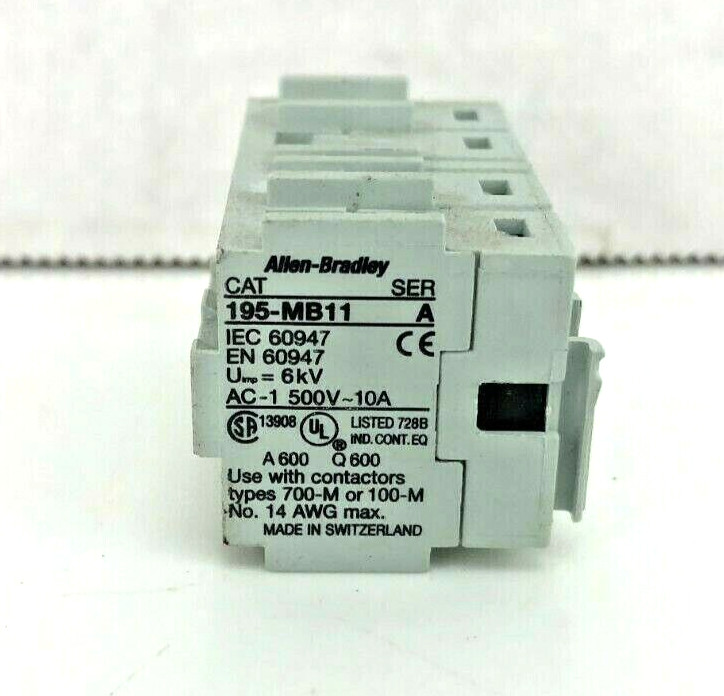 Allen-Bradley 195-MB11 Auxiliary Contact Block Ser. A, 1 NO / 1 NC