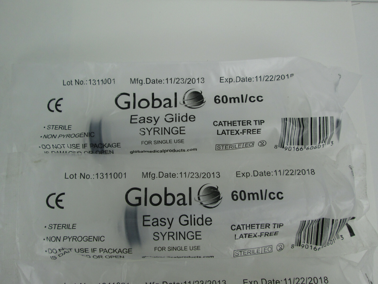 Global Easy Glide Syringe 60ml/cc Sterile Single Use Catheter Tip Lot of 5 skuB