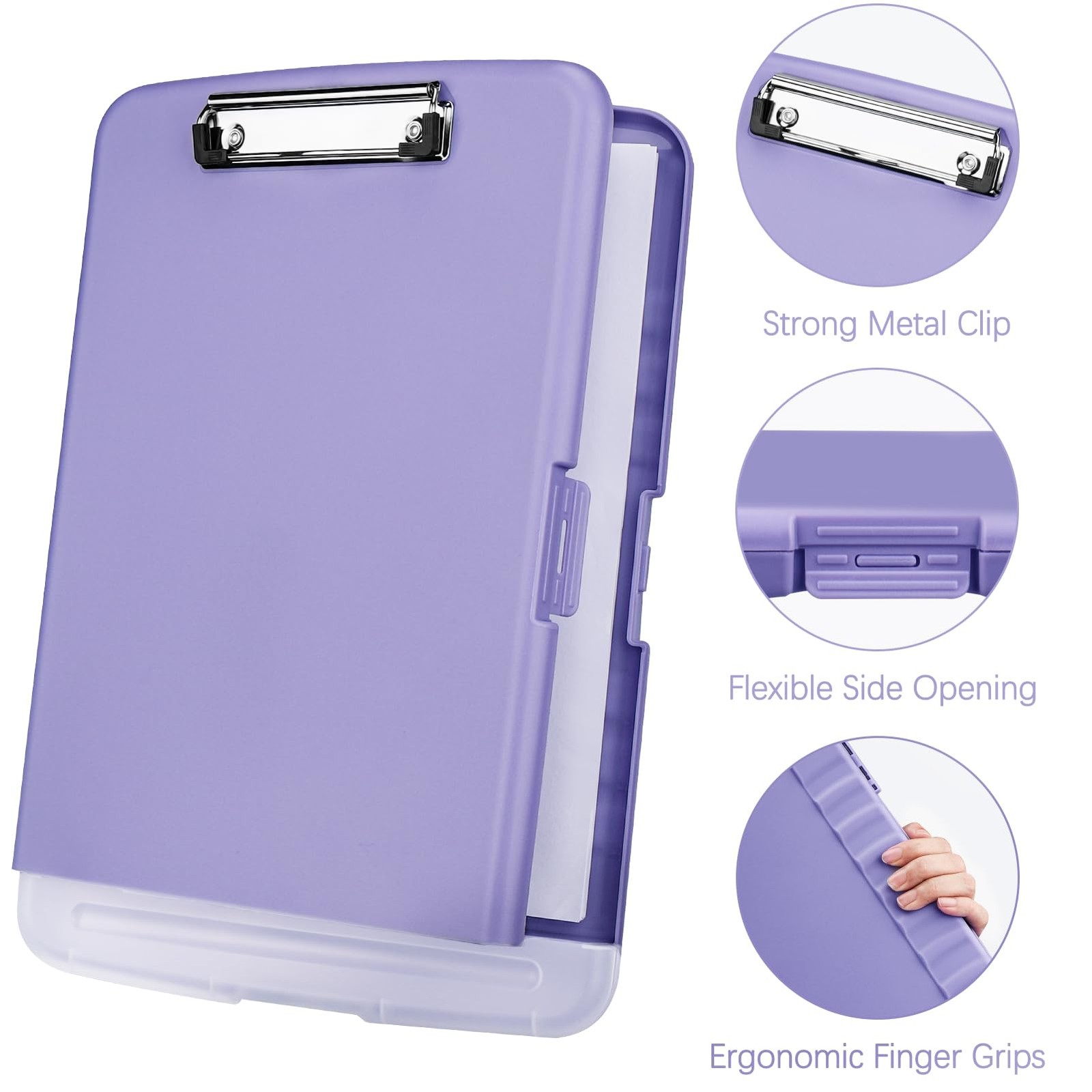 Meiikun Clipboard with Storage, 14.4 x 9.8 x 1.2 inches, Lavender Purple