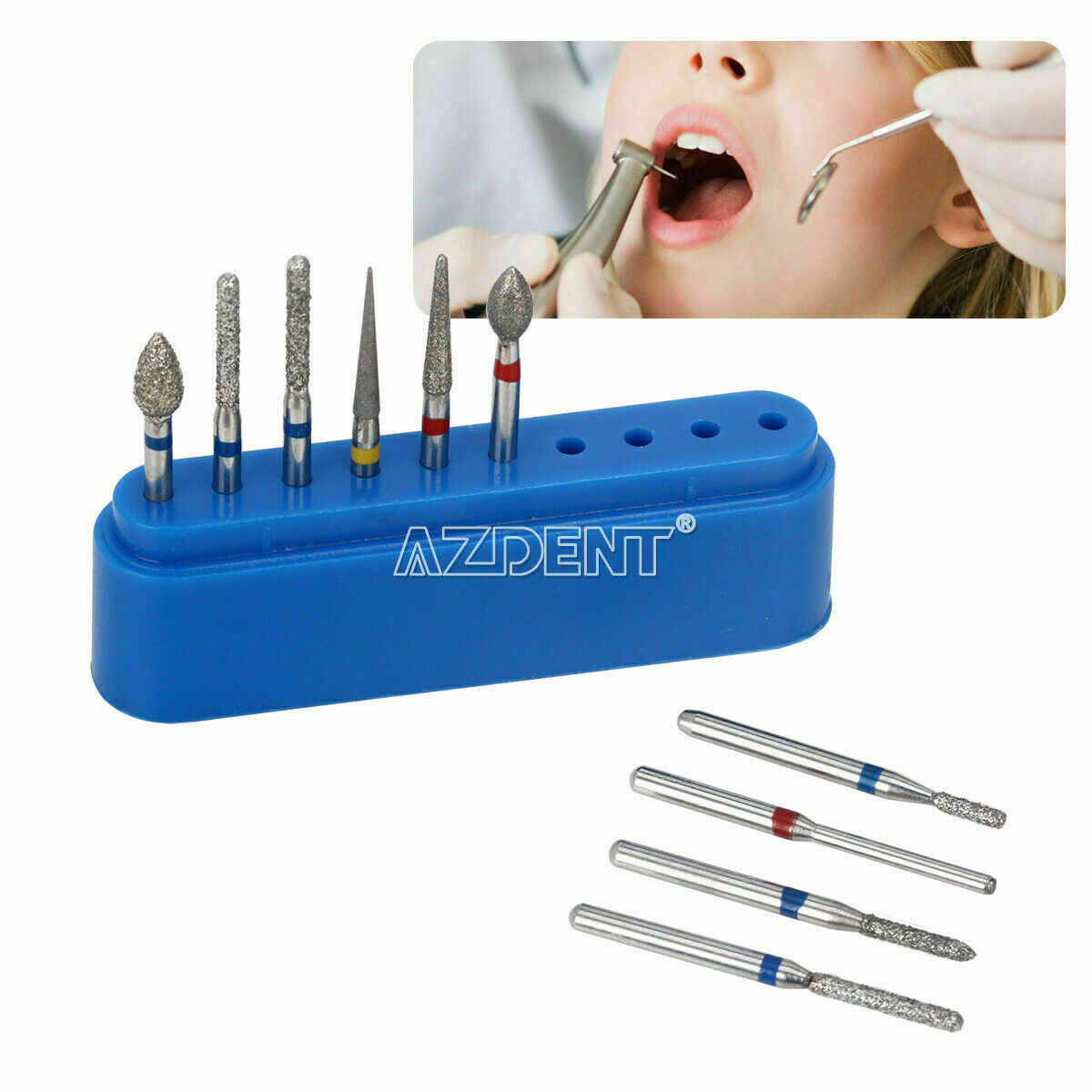 AZDENT Dental Air Turbine Crown Preparation Diamond Burs Anterior Teeth Drills