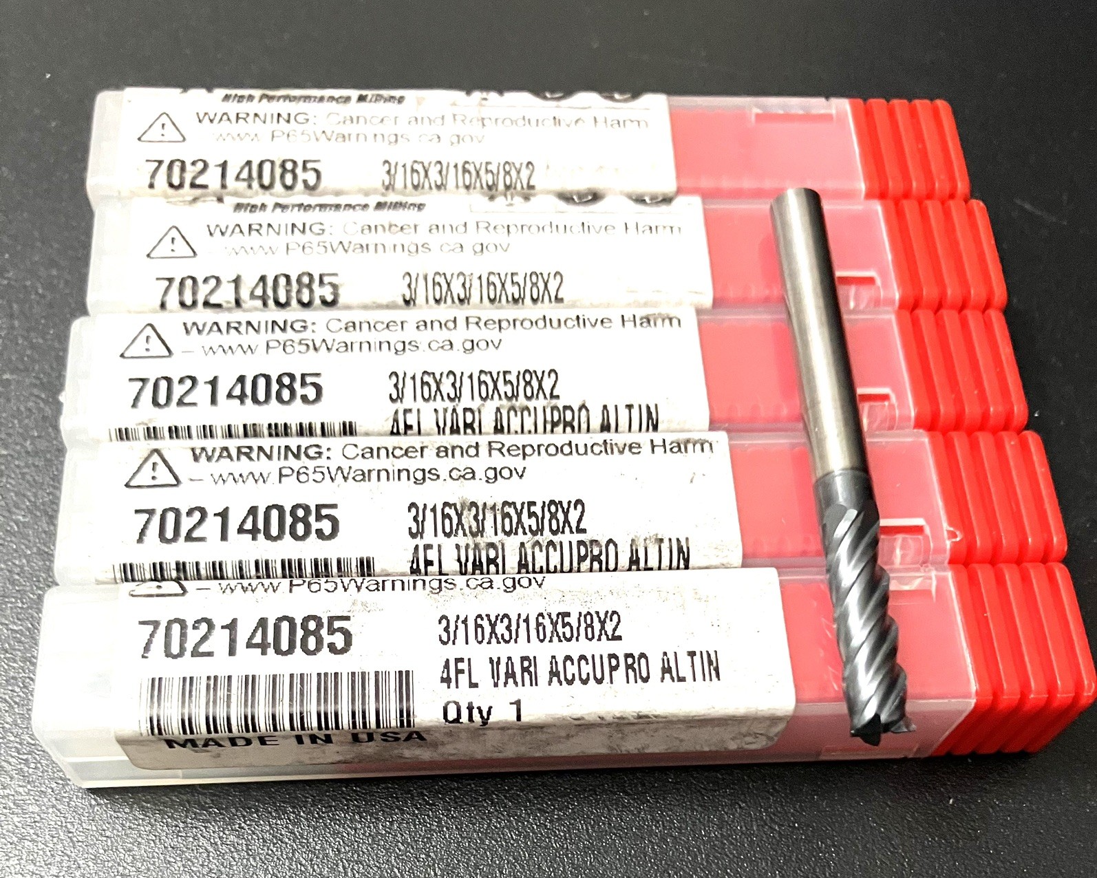 2PCS Accupro 70214085 3/16″ 4 Flute Square End Mill Solid Carbide AlTiN CNC New
