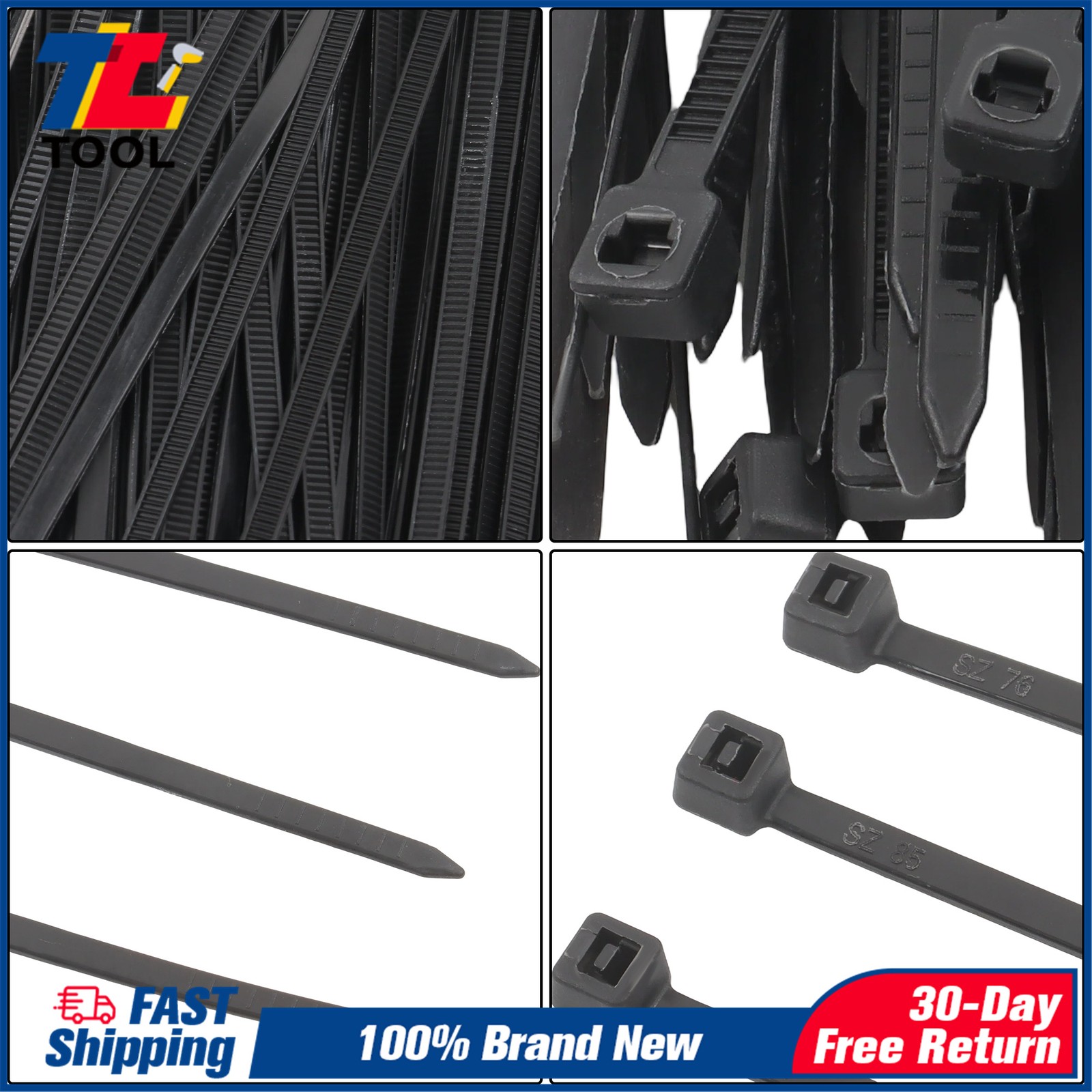 8in 1000pcs Uv Rated Zip Ties 40lb Self-Locking Plastic Cable Ties Width 0.14in