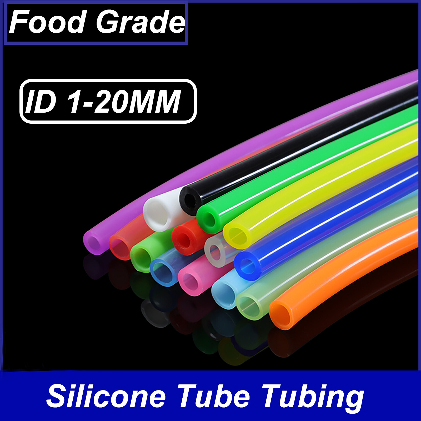 1mm to 20mm ID x 3mm to 24mm OD Food Grade Silicone Tube Tubing High Temp Hose