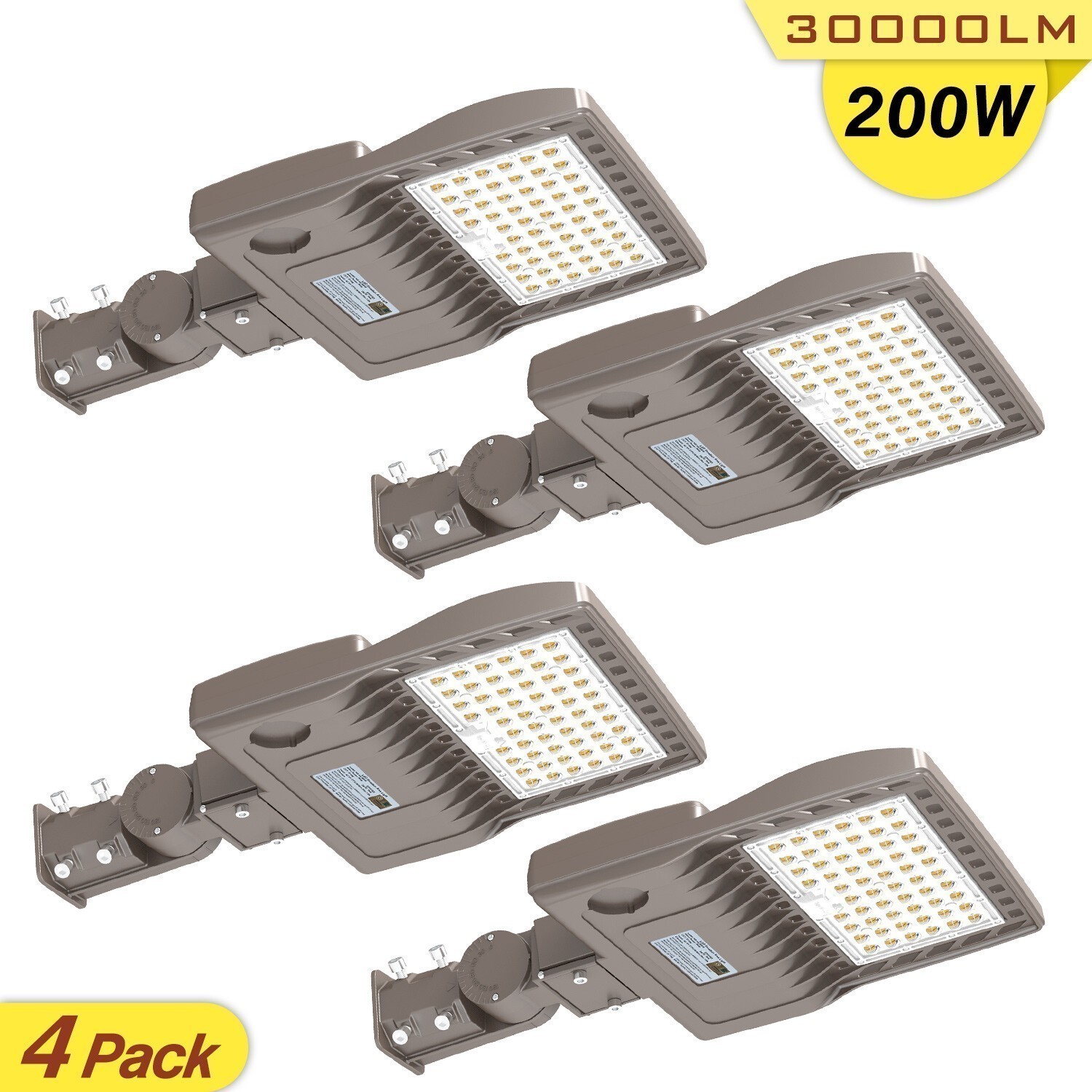 4PACK LED Stadium Light 200W Parking Lot Shoebox Street Security Flood Lighting