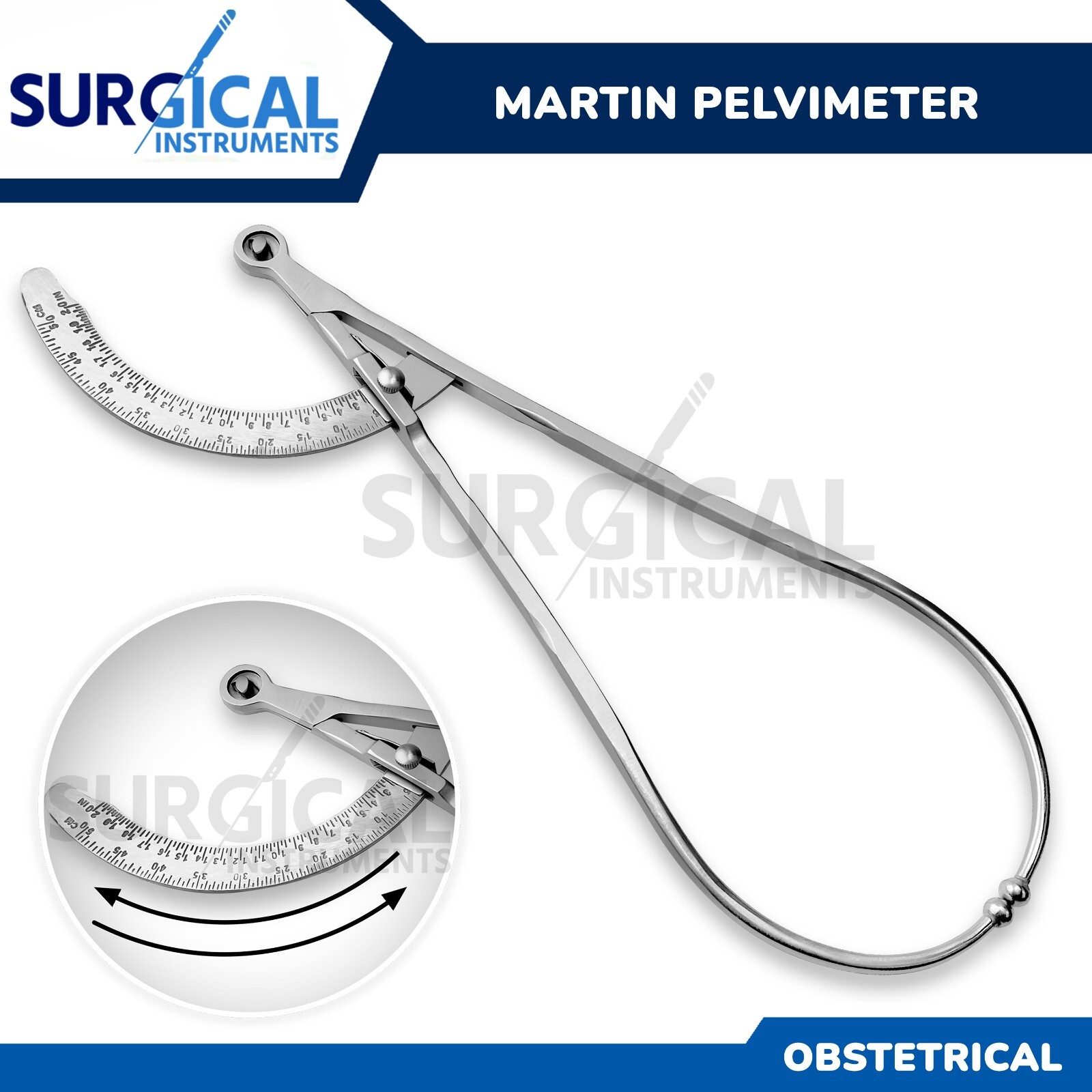 BREADTH Martin Pelvimeter Obstetrical Instruments 20″ x 0.5″ x 6″ German Grade