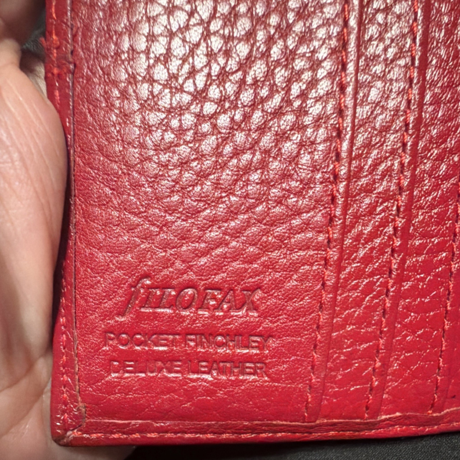 Rare vintage Filofax Pocket Finchley Leather Red Ring-Bound Planner Organizer