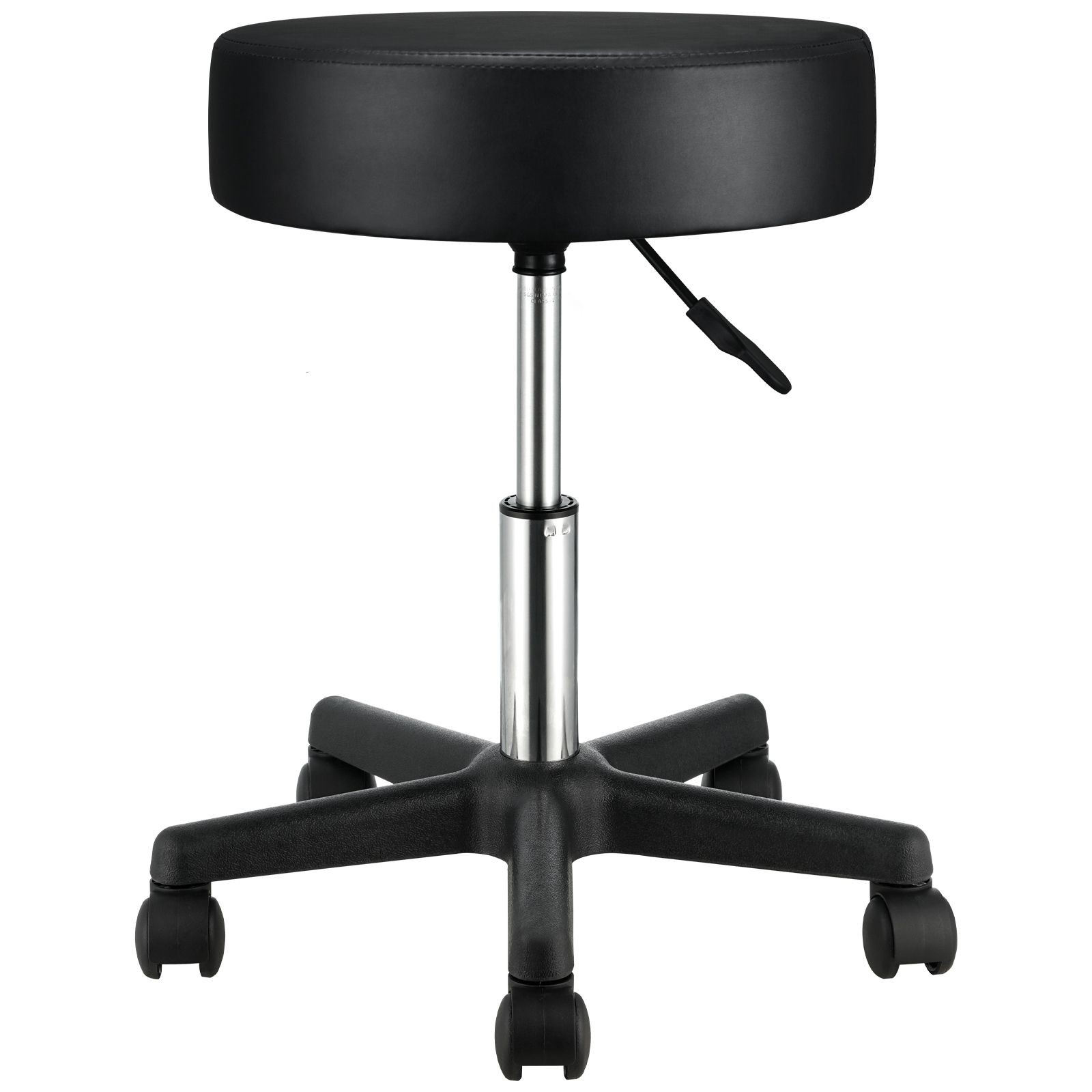 Thick Cushion 400lb Adjustable 18.1-23.8in Swivel Wheels Stool Black
