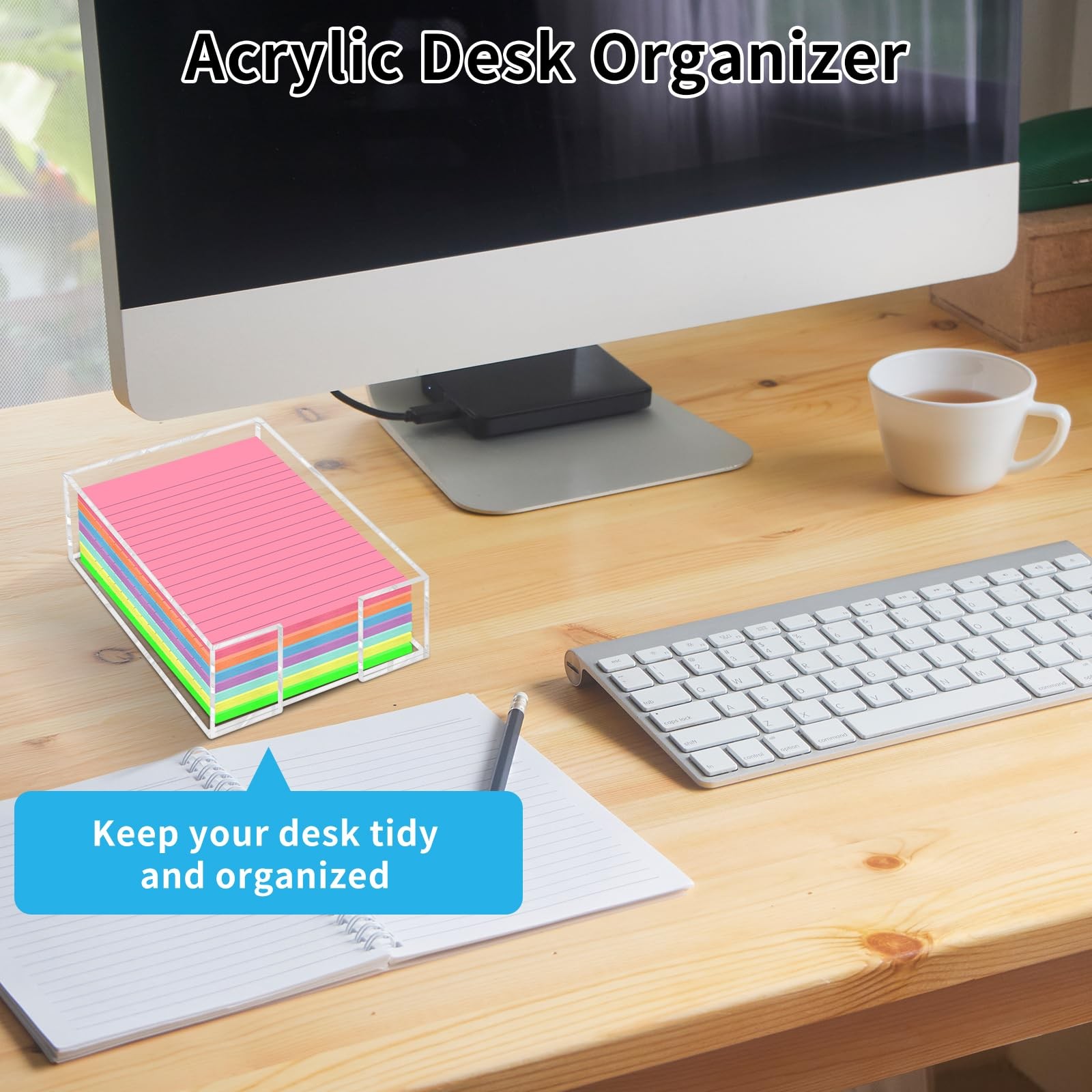 Acrylic Sticky Note Holder – 4 x 6 Inch Post 4 x 6 inch, Transparent 4 X 6 in