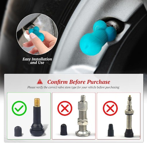 Glow in The Dark Blue Novelty Tire Valve Stem Caps, 4-Pack Universal Waterproof
