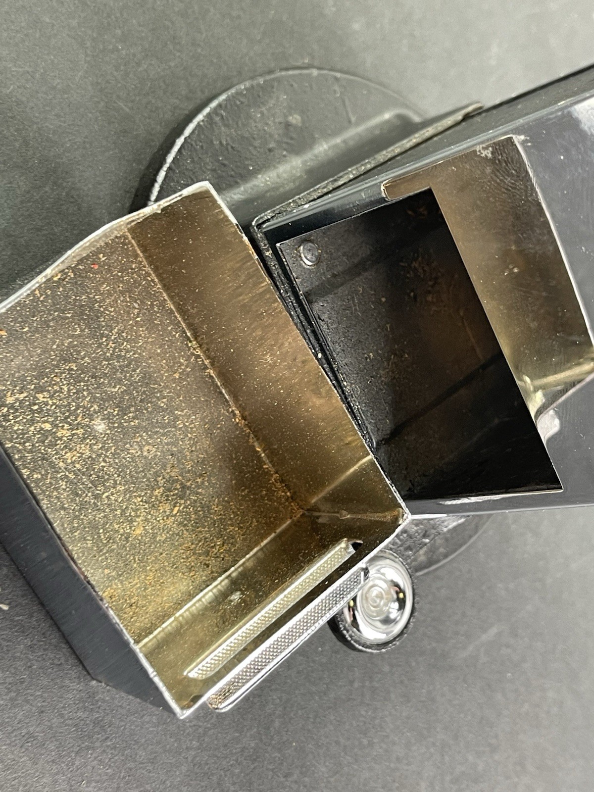 PRISTINE Vintage El Casco Pencil Sharpener Made In Spain Chrome and Black