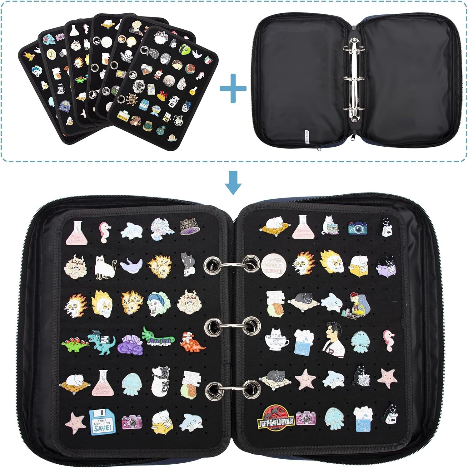 Versatile 3-Ring Enamel Pin Storage Case – Compact Design for Travel and Display
